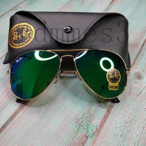 💅Ray-Ban 3026 green Aviator Sunglasses 62mm